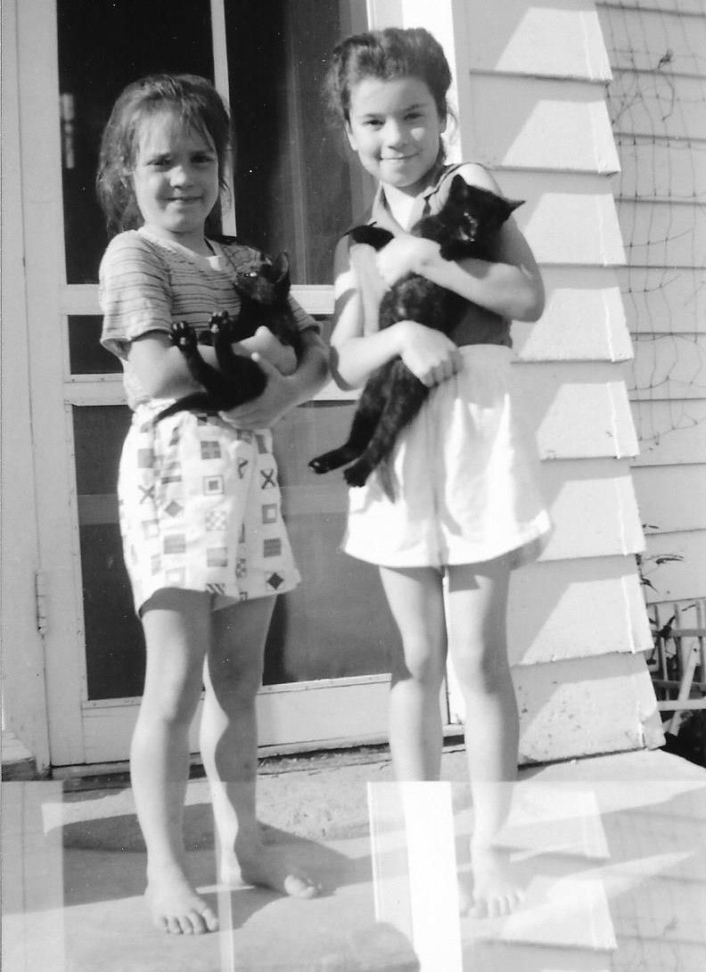 Black and white photo of Teresa and Eileen.